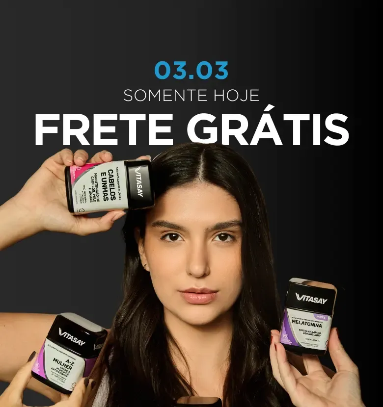 Banner promocional de Vitasay falando da promoção de 03 do 03 frete grátis em todo o site