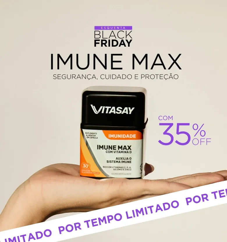 Produto ImuneMax com a chamada de esquenta Black Friday
