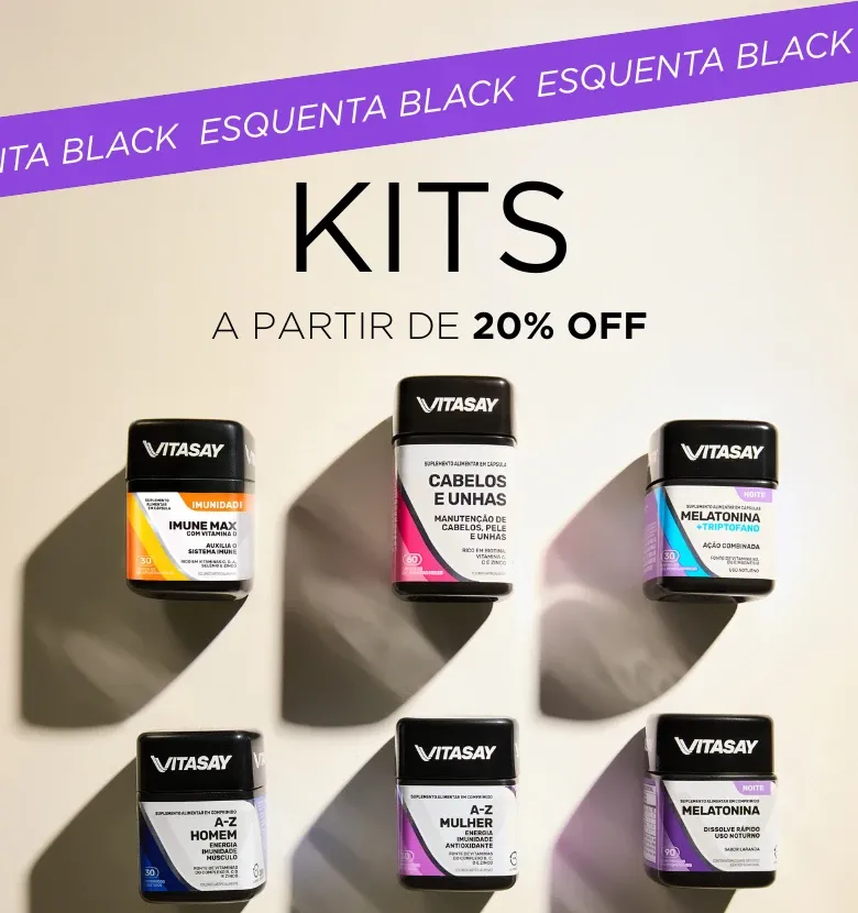 Kits Vitasay com a chamada de esquenta Black Friday