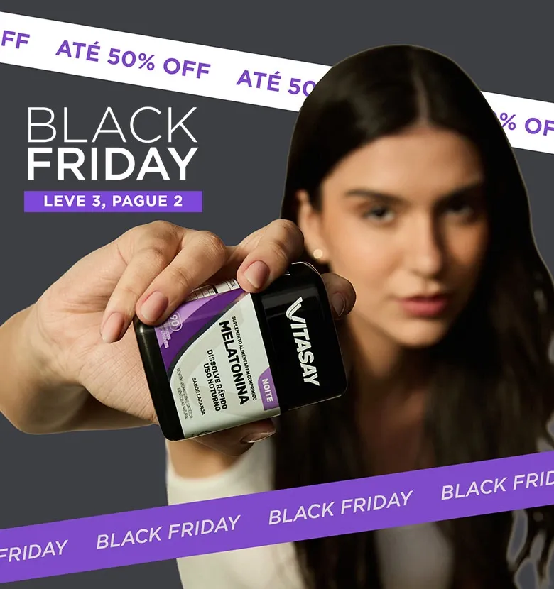 Promoção Black Friday com Melatonina 90cp em destaque na oferta leve 3 pague 2.