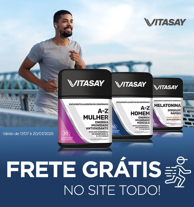 Frete grátis no site da Vitasay em suplementos e vitaminas de 17 a 20 de julho