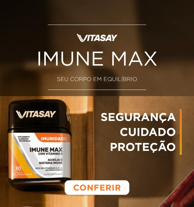 A imagem mostra o produto ImuneMax com a chamada de equilibrio
