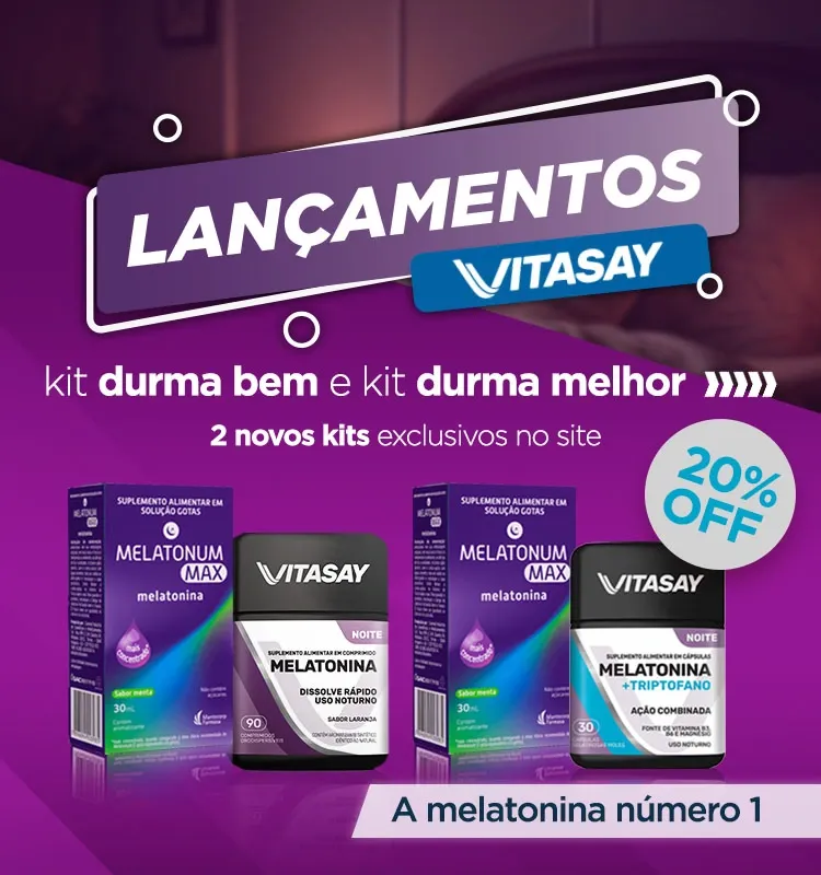 Novos kits Vitasay com melatonina para dormir melhor com 20% de desconto e venda exclusiva no site