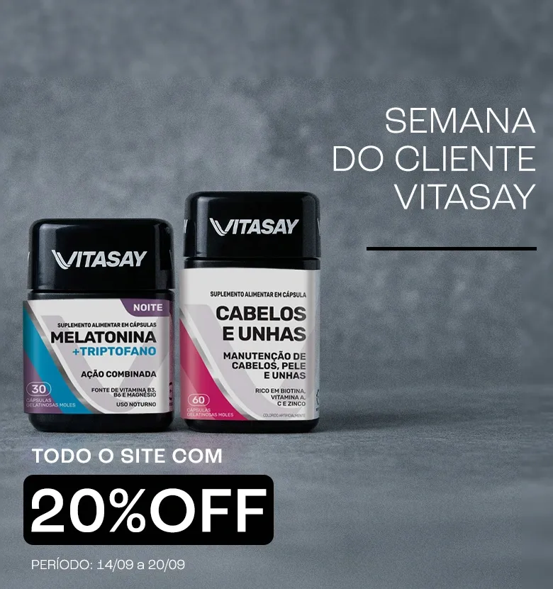 Banner destacando a promoção da Semana do Cliente, com todos os produtos do site com 20% de desconto.