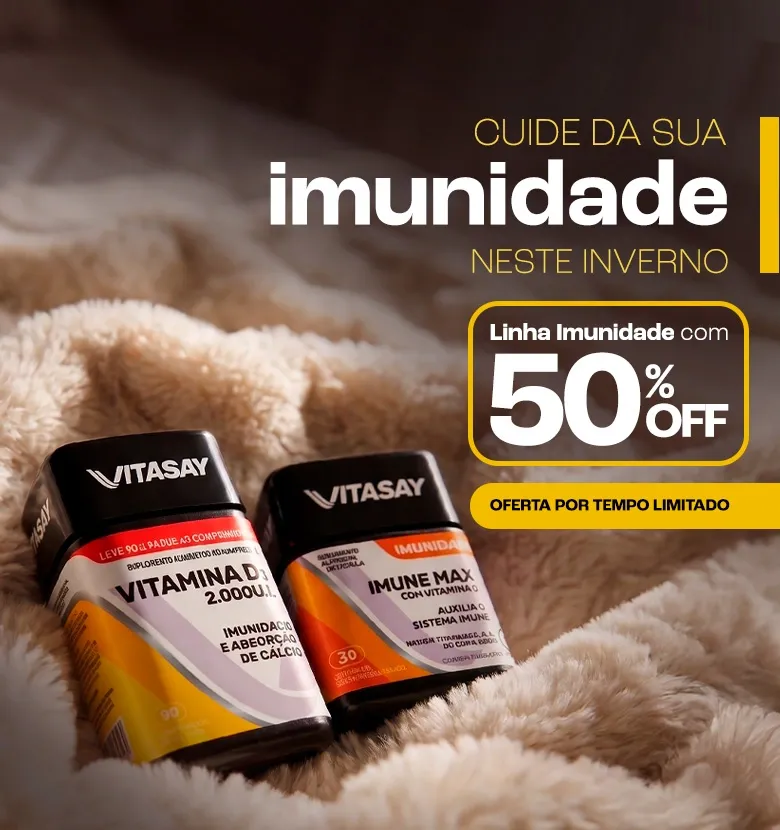 Promoção Vitasay Liquida Inverno: até 50% de desconto em produto da Linha Imunidade.