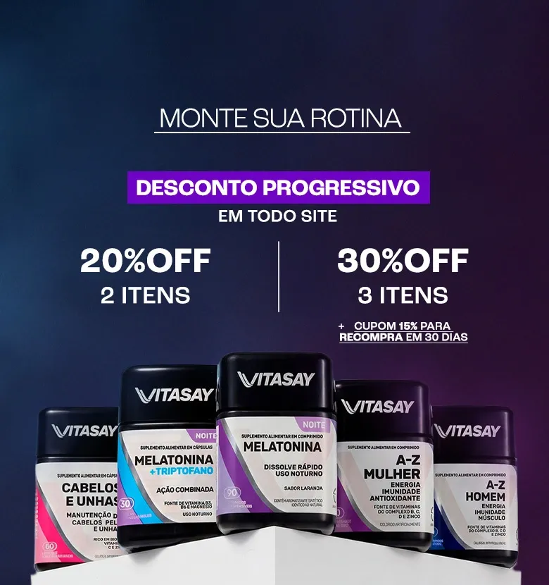 Banner descritivo da promoção progressiva do site, onde levando 2 itens você garante 25%OFF