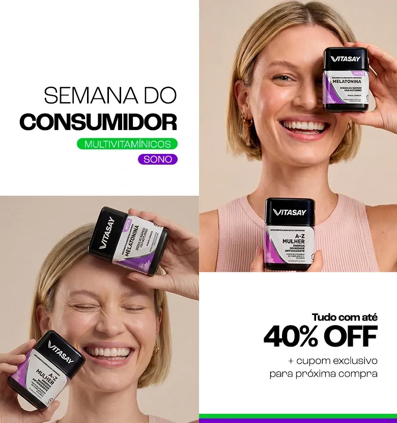 Banner descritivo da promoção de semana do consumidor, onde os produtos estão com até 40%OFF